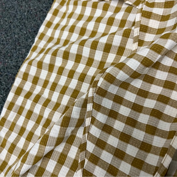 Jupe NYC Mustard Yellow & Cream Checkered Wrap Midi Lightweight Modest Skirt L - Picture 12 of 16